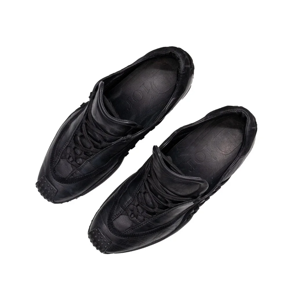 Christian Dior Galliano Era Black Leather‎ Derby Cross Laced Trainers Size US 5